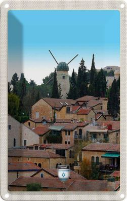 Blechschild 20x30 cm - Israel Stadt Windmühle Natur