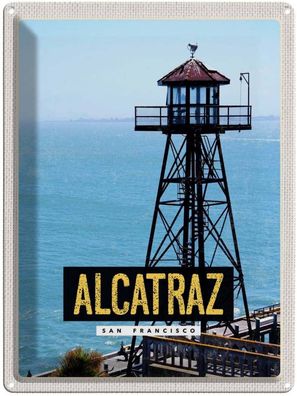 Blechschild 30x40 cm - San Francisco Alcatraz Meer Turm