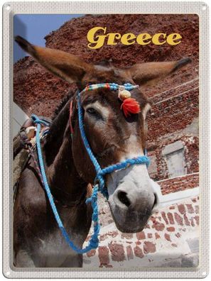 Blechschild 30x40 cm - Greece Griechenland Esel auf Gebirge