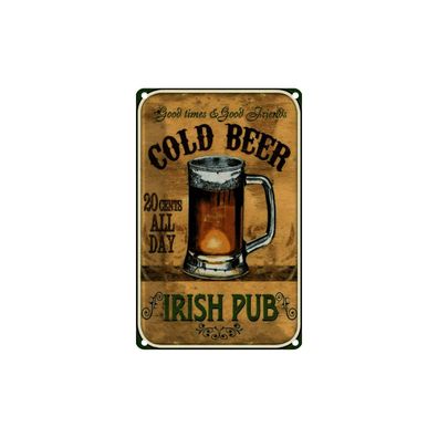 Blechschild 18x12 cm - Bier Irish Pub gold beer good times