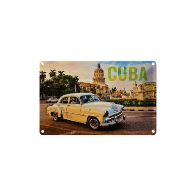 vianmo Blechschild 18x12 cm gewölbt Garage Werkstatt Cuba weiß Auto