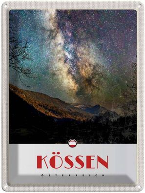 Blechschild 30x40 cm - Kössen Österreich Himmel Sterne Abend
