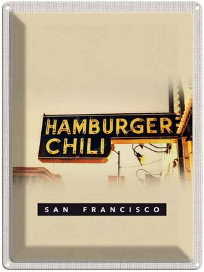 Blechschild 30x40 cm - San Francisco Hamburger Chili Essen
