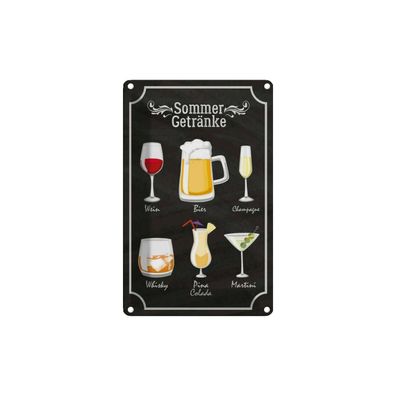 vianmo Blechschild 18x12 cm gewölbt Essen Trinken Sommer Getränke Wein Bier