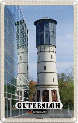 Blechschild 20x30 cm - Gütersloh Wasserturm Thema: Städte & Reiseziele
