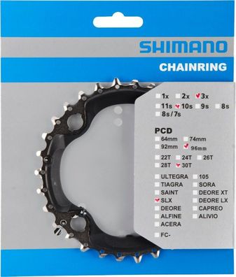 Shimano Kettenblatt SLX FC-M672/ FC-M622 30 Zähne LK 96 mm schwarz