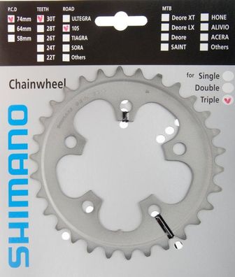 Shimano Kettenblatt 105 FC-5703 30 Zähne LK 74 mm silber