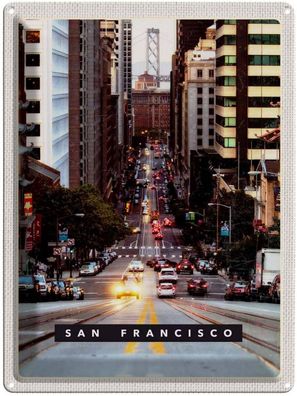 Blechschild 30x40 cm - San Francisco Straße Autos Stadt