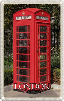Blechschild 20x30 cm - London United Kingdom Telephone Box