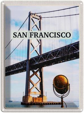 Blechschild 30x40 cm - San Francisco Alcatraz Brücke Meer
