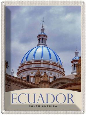 Blechschild 30x40 cm - Ecuador Süd Amerika Kirche Stadt