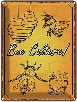 Blechschild 30x40 cm - Bee culture Biene Honig Imkerei