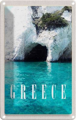 Blechschild 20x30 cm - Greece Meer Strand Stein Höhle