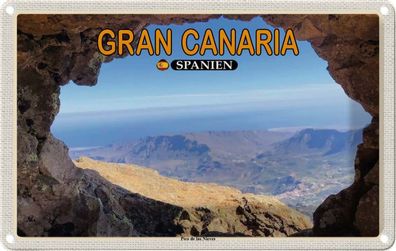 Blechschild 20x30 cm - Gran Canaria Spanien Pico de Nieves Berg