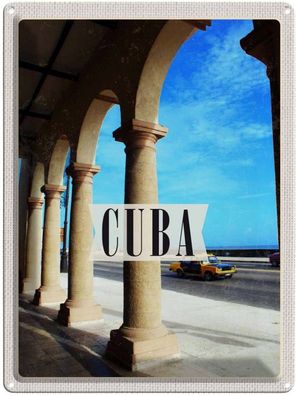 Blechschild 30x40 cm - Cuba Karibik Straße Auto Gemälde