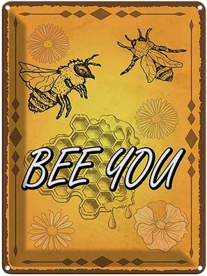 vianmo Blechschild 30x40 cm gewölbt Dekoration Bee you Biene Honig Imkerei