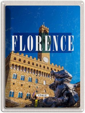 Blechschild 30x40 cm - Florence Italy Retro Uhrturm Toscana