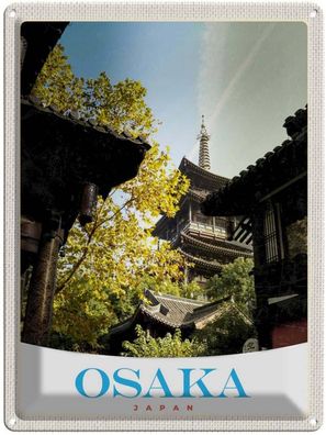 Blechschild 30x40 cm - Osaka Japan Asien Häuser Stadt