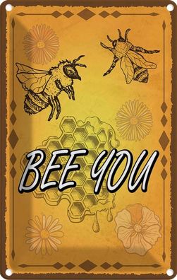 vianmo Blechschild 20x30 cm gewölbt Dekoration Bee you Biene Honig Imkerei