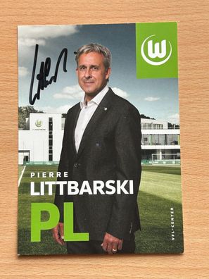 Pierre Littbarski VfL Wolfsburg Autogrammkarte original signiert #S10457