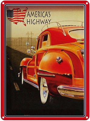 Blechschild 30x40 cm - Auto Oldtimer america´s highway USA