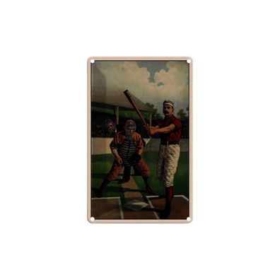Blechschild 18x12 cm - Baseball USA Schlagmann