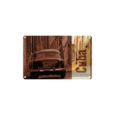vianmo Blechschild 18x12 cm gewölbt Garage Werkstatt Cuba Auto