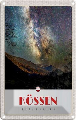 Blechschild 20x30 cm - Kössen Österreich Himmel Sterne Abend