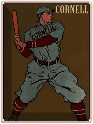 Blechschild 30x40 cm - Retro Cornell Baseball Schlagmann