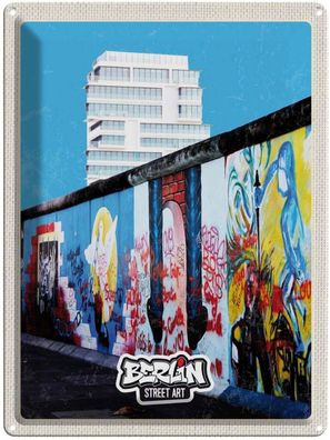 Blechschild 30x40 cm - Berlin Hochhaus Graffiti Kunst Straße
