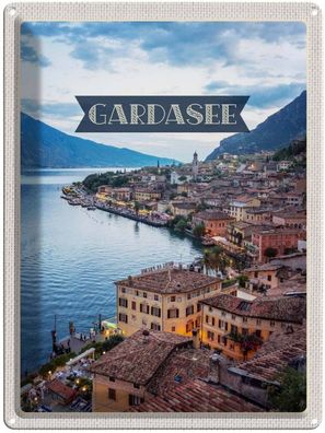 Blechschild 30x40 cm - Gardasee Italien Aussicht Stadt See