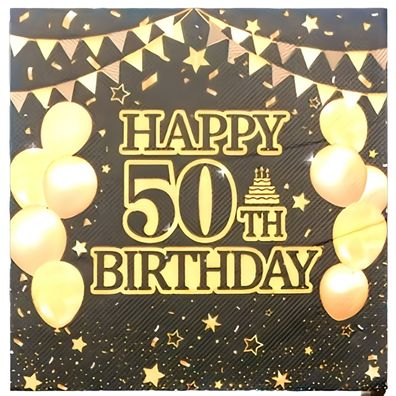 20 Servietten "50" Happy Birthday 50. Geburtstag Party Hochzeit Deko 16,5x16,5cm