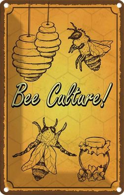 Blechschild 20x30 cm - Bee culture Biene Honig Imkerei