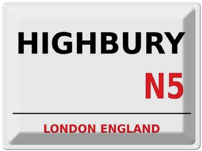 Blechschild 30x40 cm - London England Highbury N5
