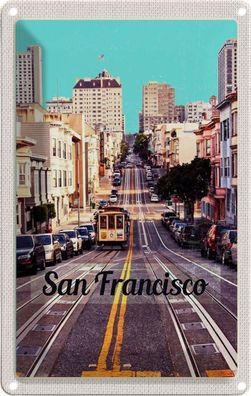 Blechschild 20x30 cm - San Francisco Stadt Straße Straßenbahn