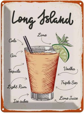 vianmo Blechschild 30x40 cm gewölbt Essen Trinken Long Island Tequila Vodka