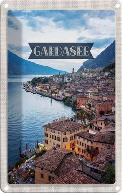 Blechschild 20x30 cm - Gardasee Italien Aussicht Stadt See