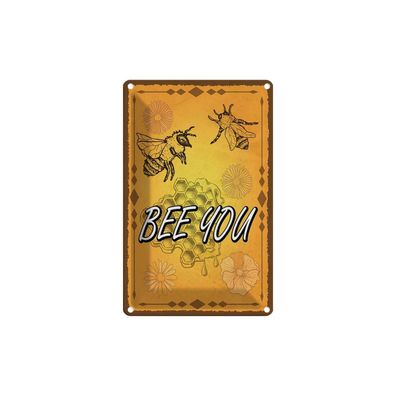 vianmo Blechschild 18x12 cm gewölbt Dekoration Bee you Biene Honig Imkerei