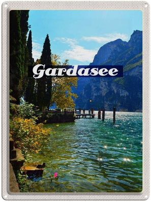vianmo Blechschild 30x40 cm gewölbt Europa Gardasee Italien Natur Sonne