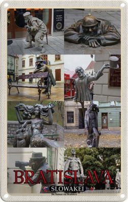 Blechschild 20x30 cm - Bratislava Slowakei Statuen von Bratislava