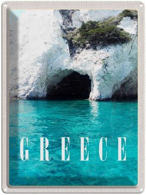 Blechschild 30x40 cm - Greece Meer Strand Stein Höhle