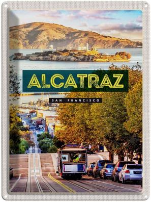 Blechschild 30x40 cm - San Francisco Alcatraz Straßenbahn