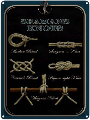 Blechschild 30x40 cm - Seamans Knots Seemannsknoten