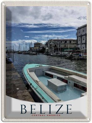 Blechschild 30x40 cm - Belize Central Amerika Boote Ufer