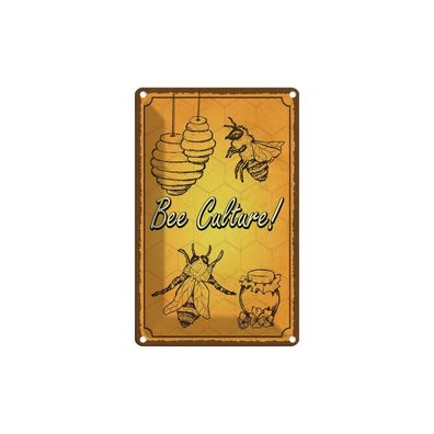 Blechschild 18x12 cm - Bee culture Biene Honig Imkerei