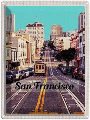 Blechschild 30x40 cm - San Francisco Stadt Straße Straßenbahn