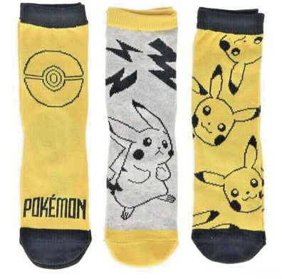 Pokemon Pikachu Kinder Socken im 3er-Pack Strümpfe