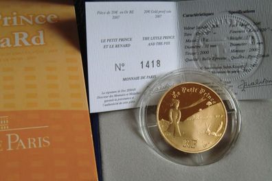 Original 20 euro 2007 PP Frankreich Kleiner Prinz und der Fuchs 17g 920er Gold