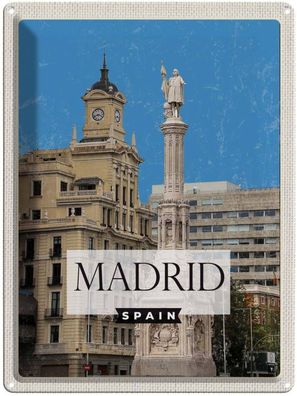 vianmo Blechschild 30x40 cm gewölbt Stadt Madrid Spanien Panorama