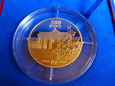 500 euro 2009 PP Frankreich Brandenburger Tor Mauerfall 5 Unzen Gold 999er
